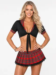 Sexy Uniform Student Pleated Set - XL/XXL