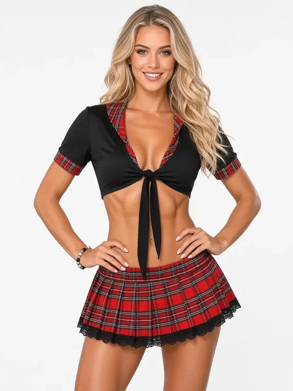Sexy Uniform Student Pleated Set - XL/XXL