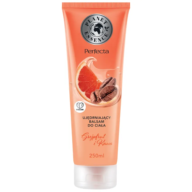 Perfecta Planet Essence ujędrniający balsam do ciała Grejpfrut i Kawa z kofeiną, ekstraktem z kawy, grejpfrutem, kwasem hialuronowym i masłem shea 250 ml