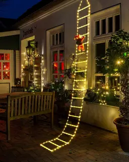Łańcuch świetlny LED Święty Mikołaj na drabinie 3 m ciepła biel 338 LED
