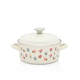 Garnek emaliowany niski z pokrywką 2,75L 20cm Metalac Flowers