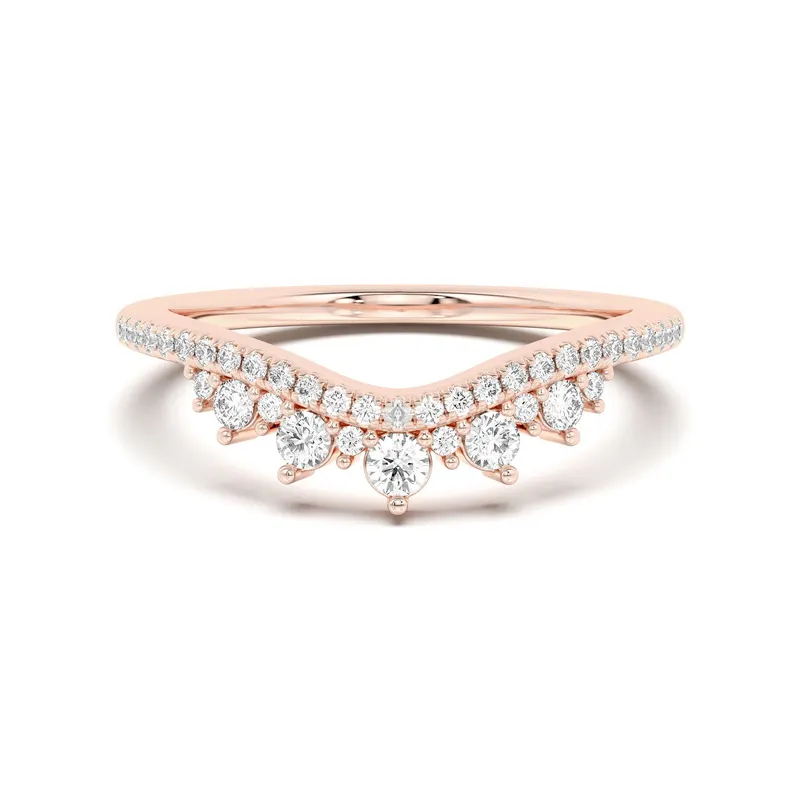Obrączka Ślubna Chevron Crown Laboratoryjny Diament 585 Różowe Złoto (14K)