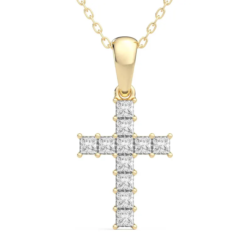 Wisiorek Krzyż 0.33 krt Laboratoryjny Diament 585 Żółte Złoto (14K)
