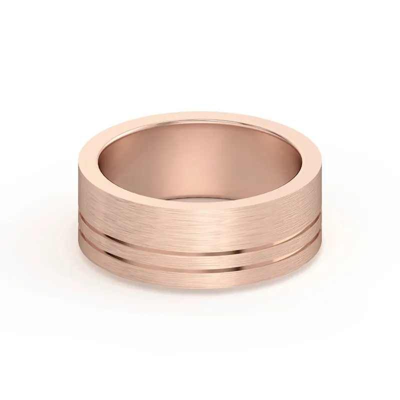 Double Lined Flat Obrączka Ślubna 585 Różowe Złoto (14K) 7 MM