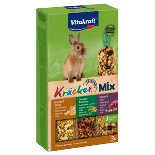 Vitakraft krakersy dla królików miniaturek Trio-Mix  - 3 x 3 szt. (popcorn, warzywa, winogrona)