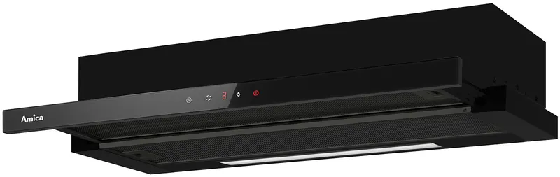 Okap teleskopowy Amica OTP9651BG 480m3/h Timer 90cm Czarne szkło