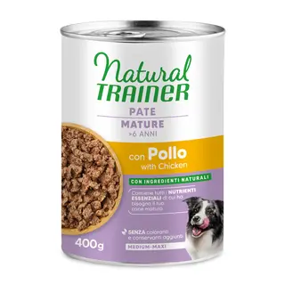 9 + 3 gratis! Natural Trainer, karma mokra, 12 x 400 g / 415 g - Pate Medium & Maxi Mature, kurczak, 12 x 400 g