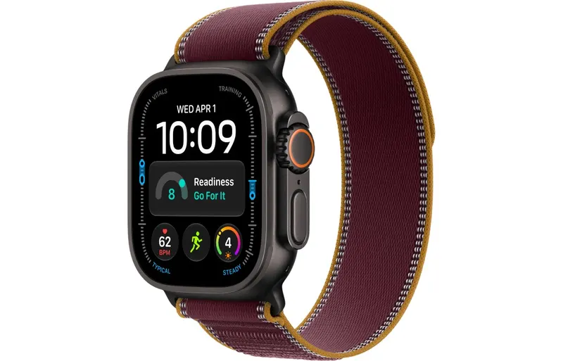 Smartwatch Apple Watch Ultra 4 GPS + Cellular 49mm czarny tytan + opaska Trail burgund M/L