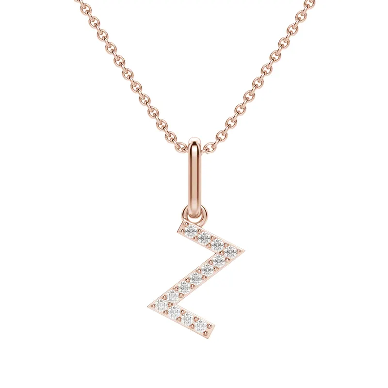 Wisiorek Litera "Z" Laboratoryjny Diament 585 Różowe Złoto (14K)