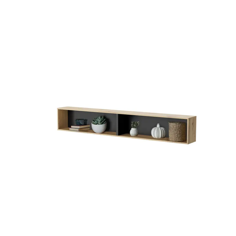 Półka wisząca Bed Concept BC-30 | 211x33X25 cm | Dąb Artisan/Czarny | Dąb artisan/Czarny półka | dekoracyjna | praktyczna | do sypialni