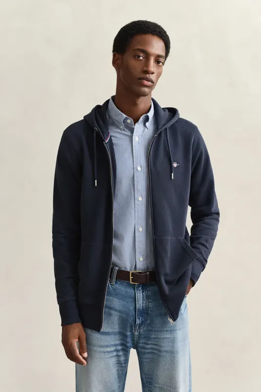 Gant Bluza Męska Z Zamkiem Regular Fit Granatowa
