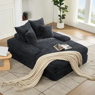027R – Luksusowa sofa ze sztruksu, nowoczesny design, 4 poduszki, ultramiękka i wielofunkcyjna sofa do spania, gotowa do użycia bez montażu jako sof..