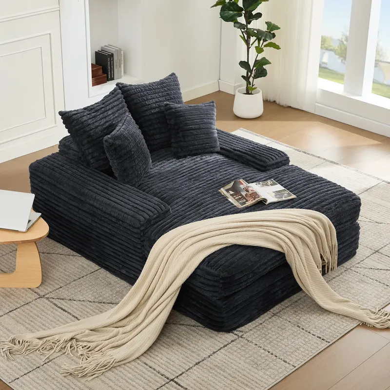 027R – Luksusowa sofa ze sztruksu, nowoczesny design, 4 poduszki, ultramiękka i wielofunkcyjna sofa do spania, gotowa do użycia bez montażu jako sof..