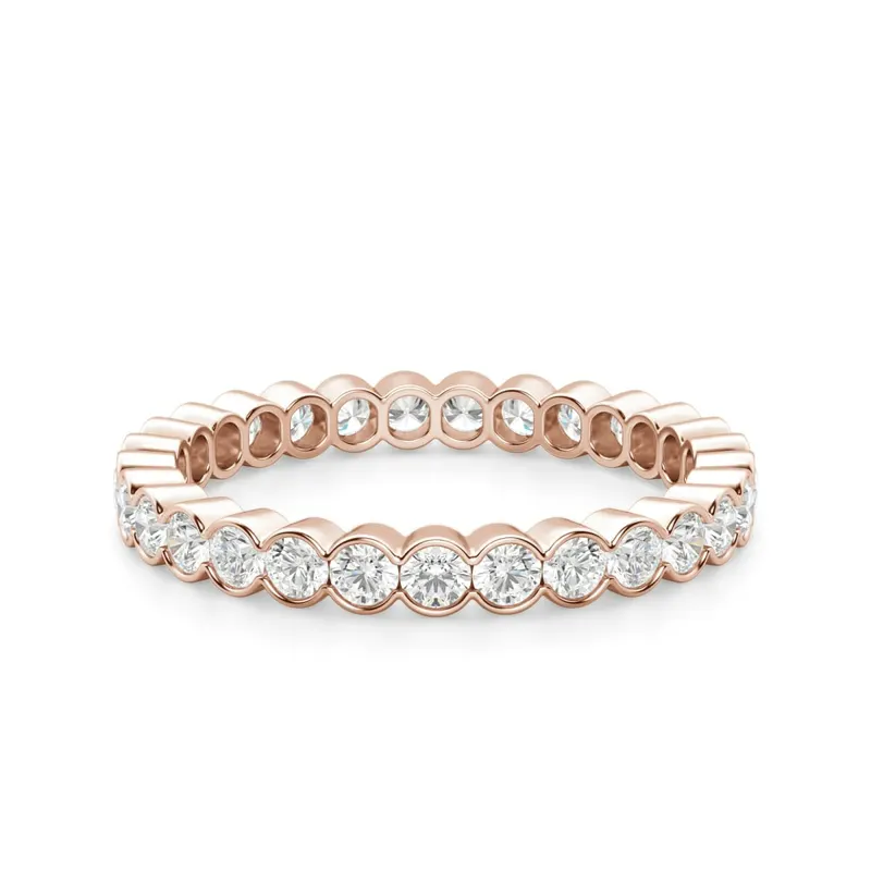 Obrączka Ślubna Eternity Half Bezel z Okrągłymi Kamieniami 2.00 mm Laboratoryjny Diament 585 Różowe Złoto (14K)