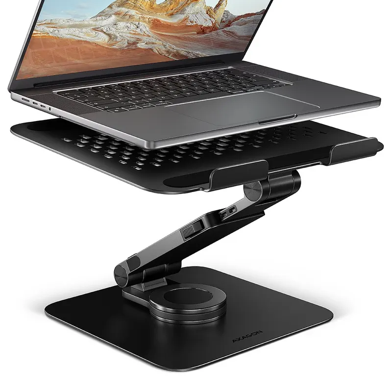 AXAGON STND-LRB Podstawa do laptopów aluminiowa 10-17,3 cala regulowana wysokość, obrotowa o 360 stopni, Czarna
