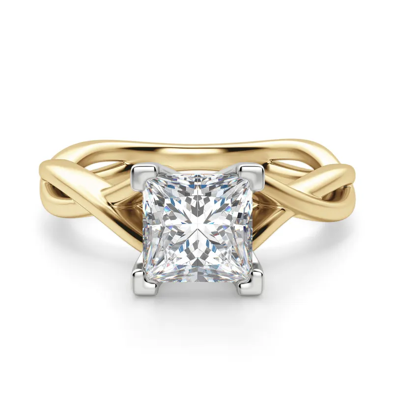 Twisted Klasyczny Księżniczka 1.25 krt Pierścionek Zaręczynowy Diament Laboratoryjny 585 Żółte Złoto (14K)