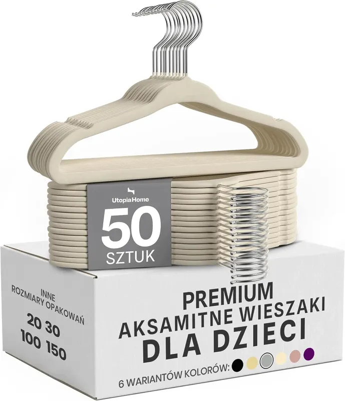 Wieszaki dla dzieci 50 szt. kość słoniowa obrotowe z haczykiem