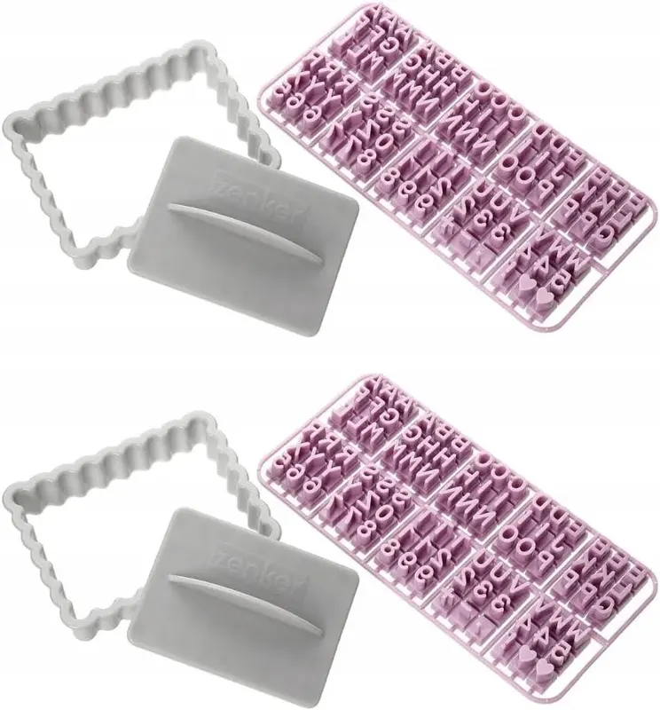 ZESTAW 2 FOREMEK DO CIASTECZEK STEMPEL ALFABETU LITERY CYFRY