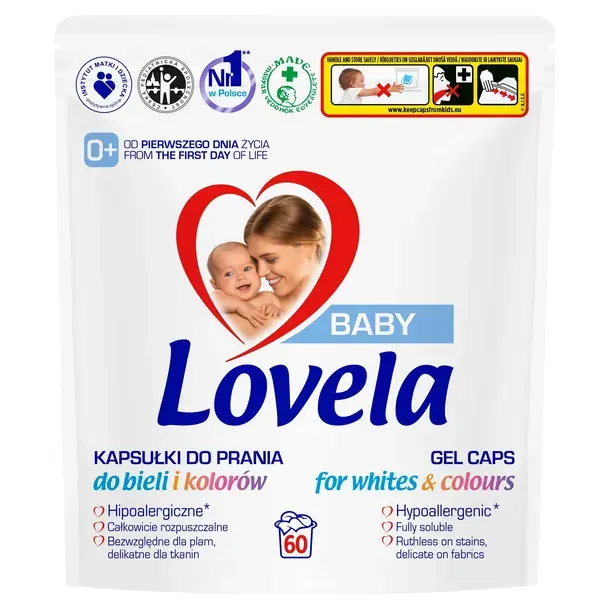 Kapsułki do prania LOVELA Baby do białego i koloru 60 szt uniwersalne