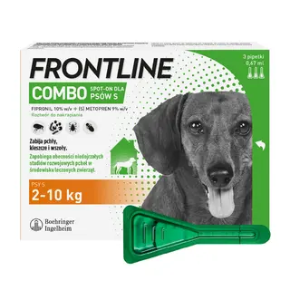 FRONTLINE Combo Spot-on S - krople przeciw pasożytom dla psa 2-10 kg - 3 x 0,67 ml