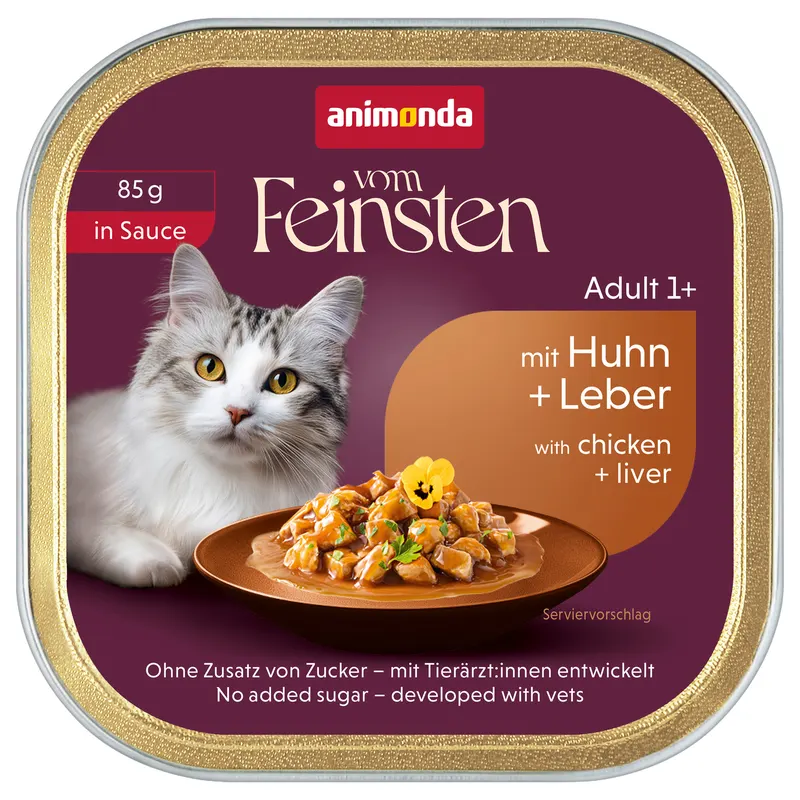 animonda vom Feinsten Adult, 32 x 85 g - Kurczak i wątróbki w sosie