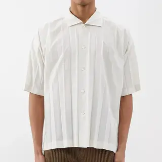 ISSEY Wrinkle Shirt - Summer High-Style Casual Soft-Fitting Short Sleeve White Shirt for Men