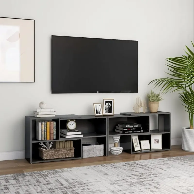 Szafka pod tv, szara, wysoki połysk, 149x30x52 cm