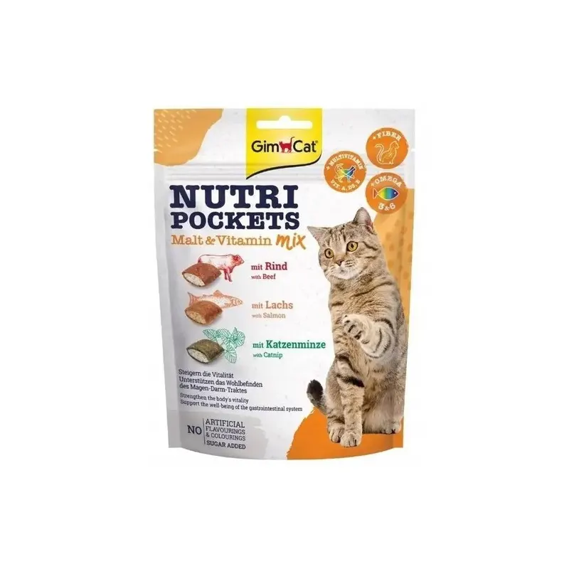 GIMCAT Nutri Pockets Malt & Vitamin mix – przysmak dla kota – 150g