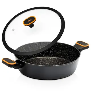 Patelnia granitowa głęboka ze szklaną pokrywką TERRUNA 28 cm, 3,5 l