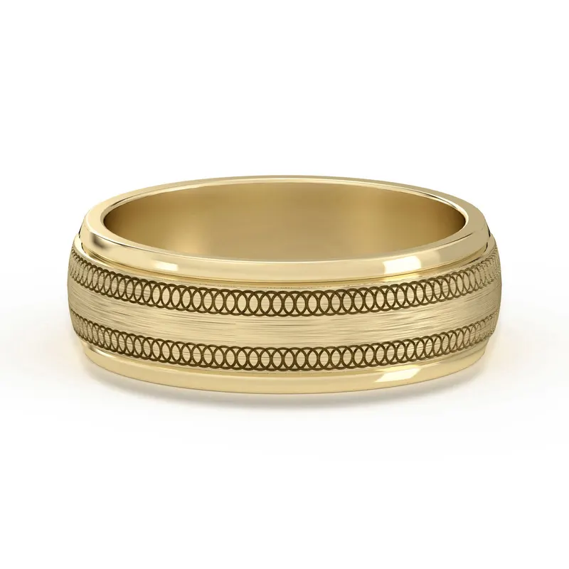 Okrągła z Przeplotem Flat Channel Obrączka Ślubna 585 Żółte Złoto (14K) 6 MM
