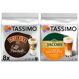 Zestaw kapsułek Tassimo Jacobs Latte Baileys 8 szt. + Latte Macchiato Caramel 8 szt.
