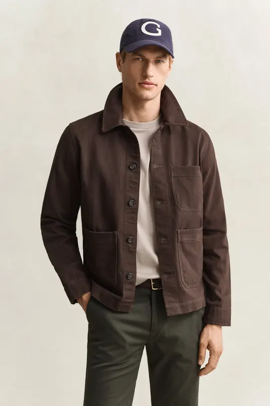 Gant Koszula Męska Z Regular Fit Brązowa