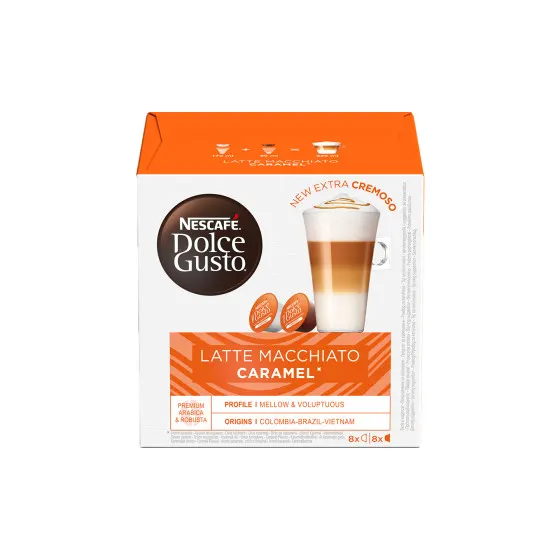 Kawa w kapsułkach NESCAFÉ® Dolce Gusto® Caramel Latte Macchiato, 8+8 szt.