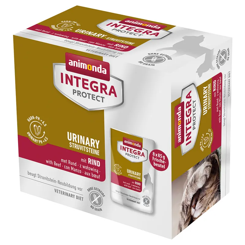 animonda Integra Protect Adult Urinary, kamienie struwitowe, 8 x 85 g - Wołowina