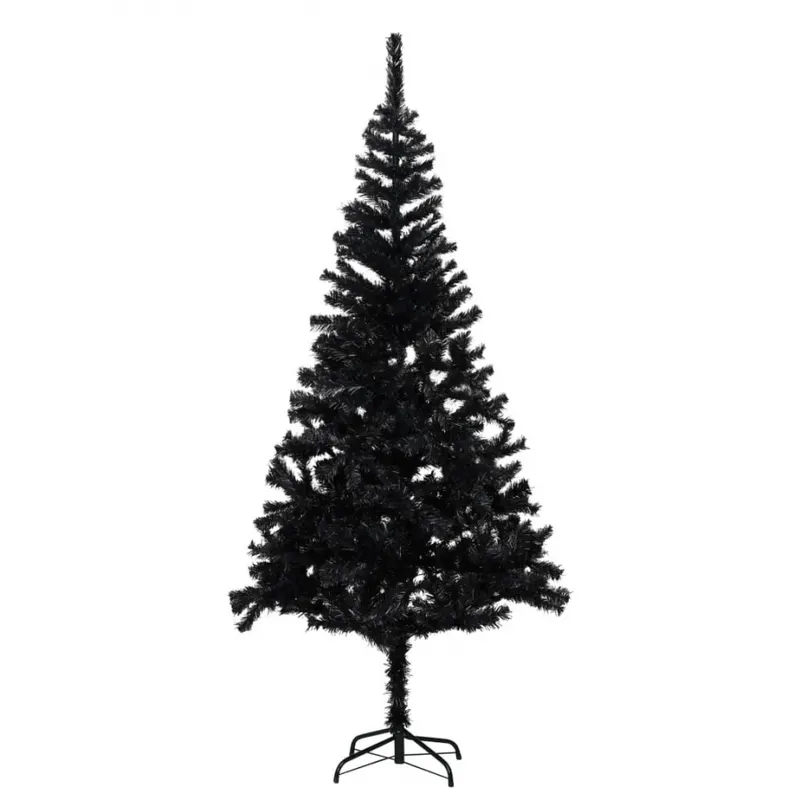 Sztuczna choinka ze stojakiem, czarna, 210 cm, PVC