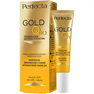 Perfecta Gold Q10 przeciwzmarszczkowy krem pod oczy z koenzymem Q10, 24K Gold, kofeiną, kwasem hialuronowym, olejem jojoba i masłem shea 15 ml
