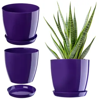 Doniczka na kwiaty z podstawką 28 cm, fioletowa