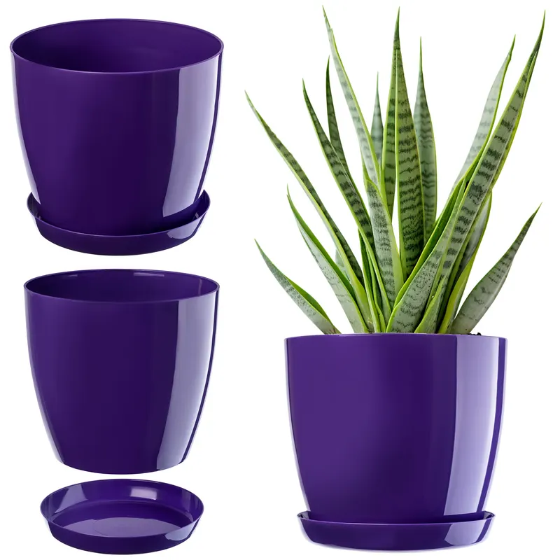 Doniczka na kwiaty z podstawką 28 cm, fioletowa