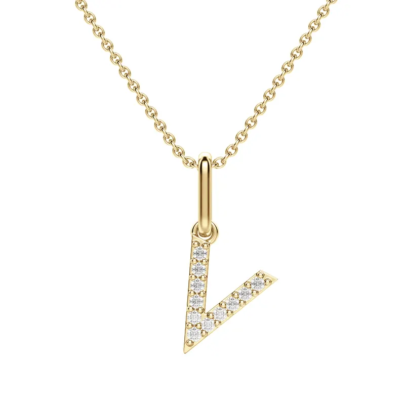Wisiorek Litera "V" Laboratoryjny Diament 585 Żółte Złoto (14K)
