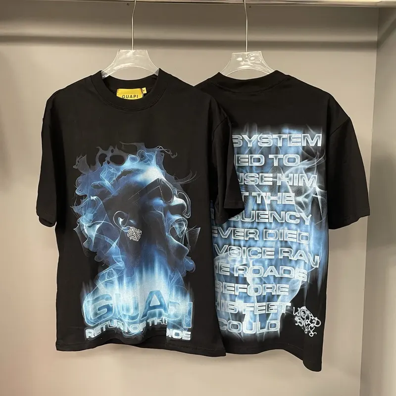 Guapi Street Hip Hop Style Printed Summer New Vintage Loose Men's and Women's Round-neck Short-Sleeved T-Shirt - Trendy Design