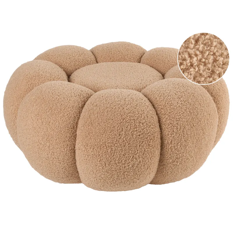 Puf BEAUFORT Boucle Jasnobrązowy 60 cm 60 cm 27 cm