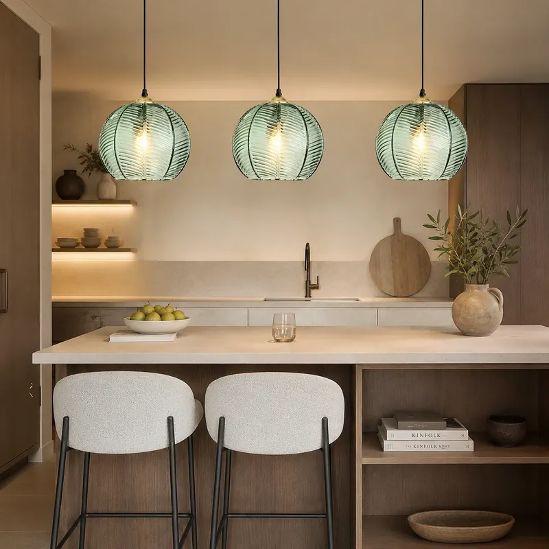 Lampa wisząca szklana PETALIS – ryflowany klosz do salonu, jadalni i kuchni | In&Out