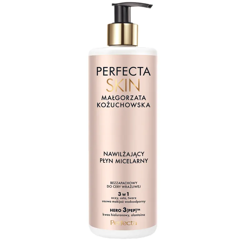 Perfecta Skin Małgorzata Kożuchowska nawilżający płyn micelarny 3w1 z kwasem hialuronowym, ceramidami i peptydami 400 ml