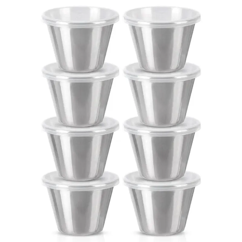 Miseczki na sos dipówki stalowe z pokrywkami 6 cm, 70 ml 8 szt.