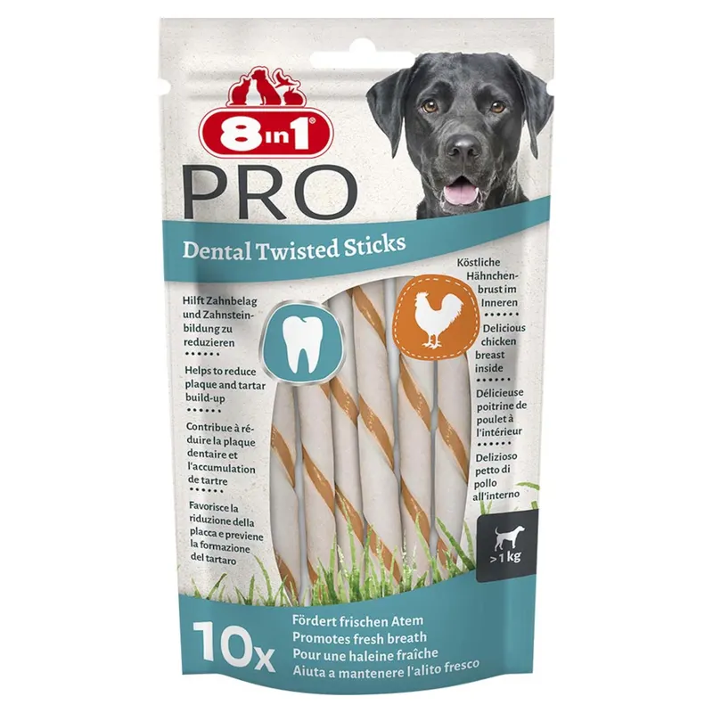 8in1 Pro Dental Twisted Sticks, kurczak - 10 szt.