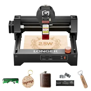 LONGER RAY5 Mini 2,5 W Grawerka laserowa, dokładność 0,04 mm, prędkość 12 000 mm/min, do drewna/akryl/skóry/metalu, 130*140 mm