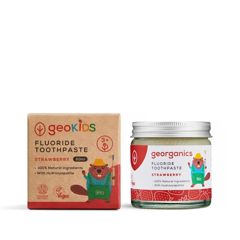 Georganics, Naturalna pasta do zębów w słoiku, dla dzieci, z fluorem, do codziennej pielęgnacji, sma