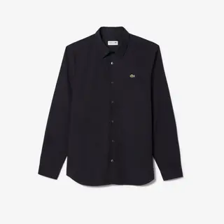 Lacoste Elastyczna Koszula Z Bawełnianej Popeliny Slim Fit Granatowa Męskie Granatowy