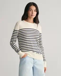Gant Sweter Z Cienkiej Dzianiny W Paski Z Okrągłym Dekoltem