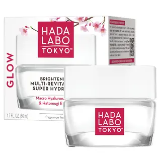 Hada Labo Tokyo Glow Skin rozświetlający multi-rewitalizujący hydrożel do twarzy na dzień i noc z Nano i Makro kwasem hialuronowym, kwasem traneksamowym i ekstraktem Hatomugi 50 ml